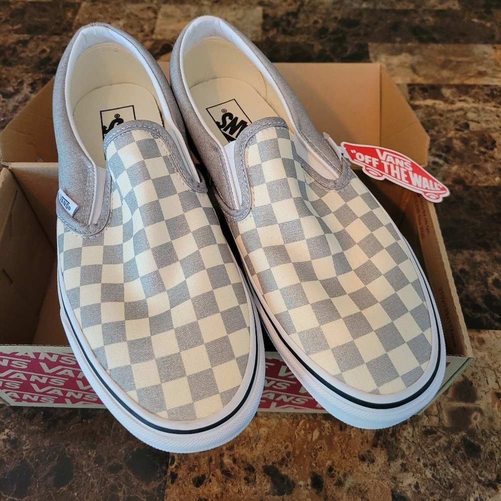 Vans Classic Slip-On Checkerboard Silvertrwht Sneakers